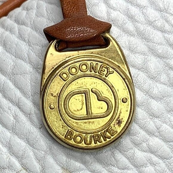 Dooney & Bourke Vintage Small Equestrian Tack Bag White AWL British Tan Trim - Picture 4 of 15